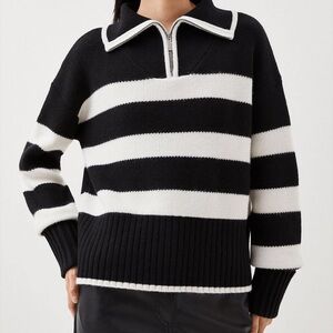Karen Millen Black and White Striped knit Sweater